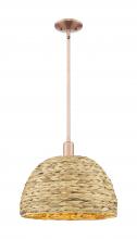 Innovations Lighting 716-1S-AC-RBD-16-NAT - Woven Rattan - 1 Light - 16 inch - Antique Copper - Stem hung - Mini Pendant