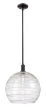 Innovations Lighting 716-1S-BK-G1213-14CL - Athens Deco Swirl - 1 Light - 14 inch - Matte Black - Stem hung - Mini Pendant