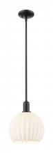 Innovations Lighting 716-1S-BK-G1217-10WV - White Venetian - 1 Light - 10 inch - Matte Black - Stem hung - Mini Pendant