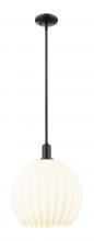 Innovations Lighting 716-1S-BK-G1217-14WV - White Venetian - 1 Light - 14 inch - Matte Black - Stem hung - Mini Pendant
