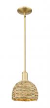 Innovations Lighting 716-1S-SG-RBD-8-NAT - Woven Rattan - 1 Light - 8 inch - Satin Gold - Mini Pendant