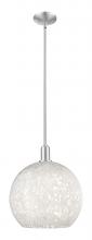 Innovations Lighting 716-1S-SN-G1216-14WM - White Mouchette - 1 Light - 14 inch - Brushed Satin Nickel - Stem hung - Mini Pendant