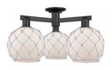 Innovations Lighting 716-3F-BK-G121-8RW - Farmhouse Rope - 3 Light - 26 inch - Matte Black - Semi-Flush Mount