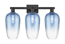 Innovations Lighting 716-3W-BK-G484-7SB - Brookhaven Flute - 3 Light - 26 inch - Matte Black - Bath Vanity Light