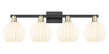 Innovations Lighting 716-4W-BAB-G1217-8WV - White Venetian - 4 Light - 35 inch - Black Antique Brass - Bath Vanity Light