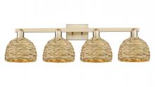 Innovations Lighting 716-4W-CB-RBD-8-NAT - Woven Rattan - 4 Light - 35 inch - Champagne Bronze - Bath Vanity Light