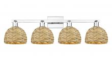 Innovations Lighting 716-4W-PC-RBD-8-NAT - Woven Rattan - 4 Light - 35 inch - Polished Chrome - Bath Vanity Light