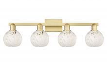 Innovations Lighting 716-4W-SG-G1216-6WM - White Mouchette - 4 Light - 33 inch - Satin Gold - Bath Vanity Light