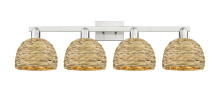 Innovations Lighting 716-4W-SN-RBD-8-NAT - Woven Rattan - 4 Light - 35 inch - Brushed Satin Nickel - Bath Vanity Light