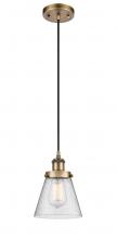 Innovations Lighting 916-1P-BB-G64 - Cone - 1 Light - 6 inch - Brushed Brass - Cord hung - Mini Pendant