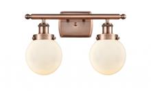 Innovations Lighting 916-2W-AC-G201-6 - Beacon - 2 Light - 16 inch - Antique Copper - Bath Vanity Light