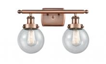 Innovations Lighting 916-2W-AC-G204-6 - Beacon - 2 Light - 16 inch - Antique Copper - Bath Vanity Light