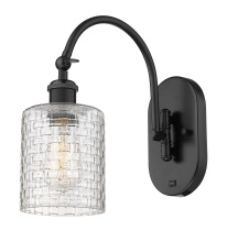 Innovations Lighting 918-1W-BK-G112C-5CL - Cobbleskill - 1 Light - 5 inch - Matte Black - Adjustable - Sconce
