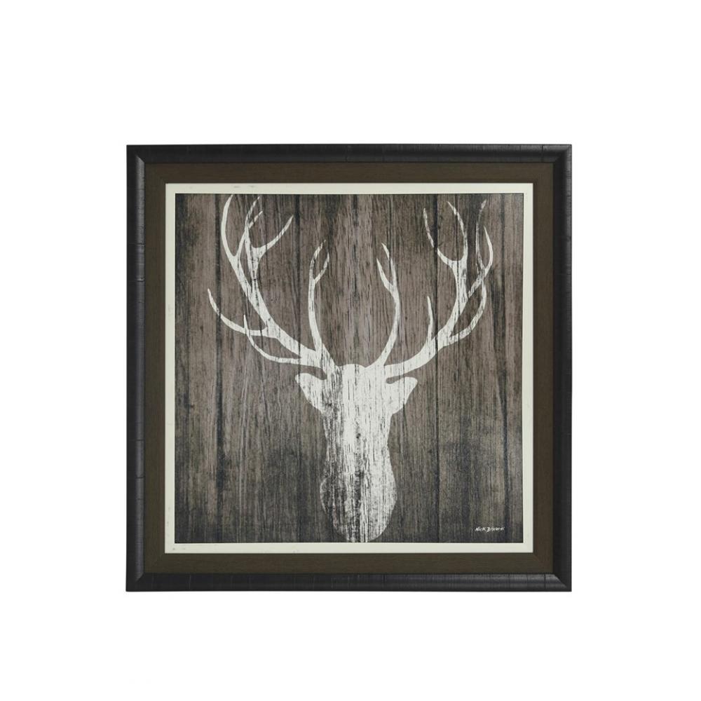 Deer White Framed Wall Decor 