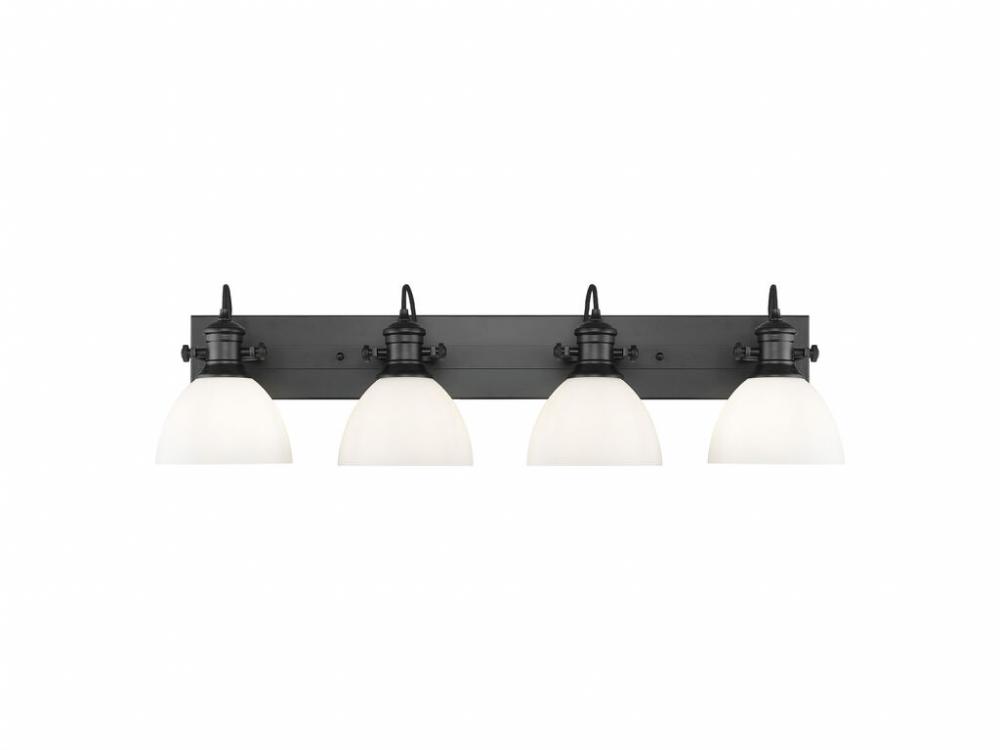 Hines 4-Light Vanity Light in Matte Black with Opal Glass