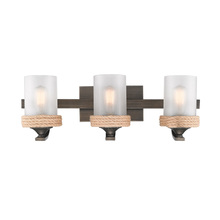 Golden 1048-BA3 GMT-CS - Chatham 3 Light Bath Vanity in Gunmetal Bronze with Clear Sandblasted Glass