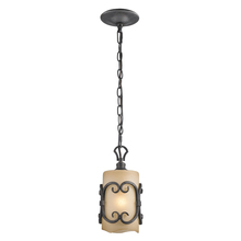 Golden 1821-M1L BI - Madera Mini Pendant in Black Iron with Toscano Glass