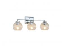 Golden 3094-BA3 CH-RIB - Elliott 3-Light Vanity Light in Chrome with Ribbed Clear Shade