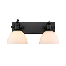 Golden 3118-BA2 BLK-OP - Hines 2-Light Bath Vanity in Matte Black with Opal Glass