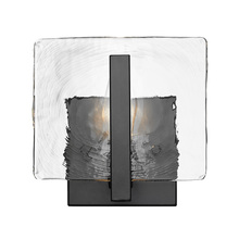 Golden 3164-1W BLK-HWG - Aenon 1-Light Wall Sconce in Matte Black with Hammered Water Glass Shade