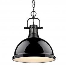 Golden 3602-L BLK-BK - 1 Light Pendant with Chain