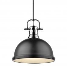 Golden 3604-L CH-BLK - 1 Light Pendant with Rod