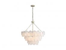 Golden 6007-27 AGS-CCG - Cascada 3 Tier - 11 Light Pendant in Aegean Silver with Cirrus Cloud Glass Shade