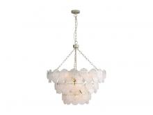 Golden 6007-32 AGS-CCG - Cascada 3 Tier - 13 Light Pendant in Aegean Silver with Cirrus Cloud Glass Shade