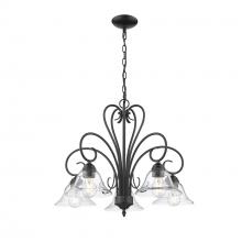 Golden 8606-D5 BLK-CLR - 5 Light Nook Chandelier