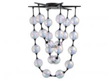 Golden 9013-34 BLK - Pearla 34" LED Pendant in Matte Black with Iridescent Glass Shade