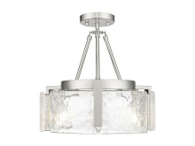 Golden 3164-3SF PW-HWG - Aenon 3-Light Semi-Flush in Pewter with Hammered Water Glass Shade