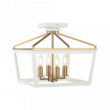 Matteo Lighting X67004WHAG - Mavonshire White + Aged Gold Brass Ceiling Mount