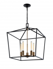 Matteo Lighting C61705RB - Scatola Rusty Black and Aged Gold Brass Accents Chandelier