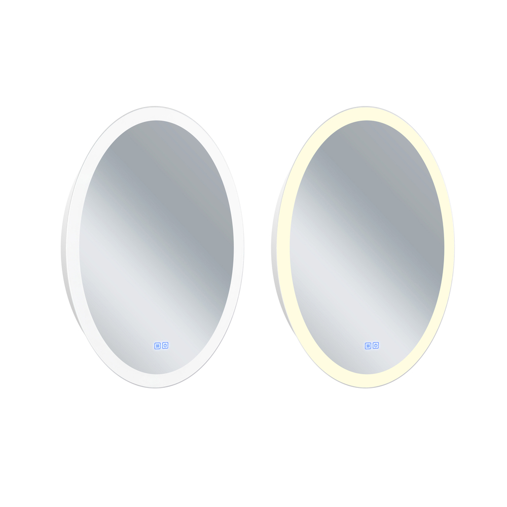 Agostino Oval Matte White LED 22 in. Mirror From our Agostino Collection