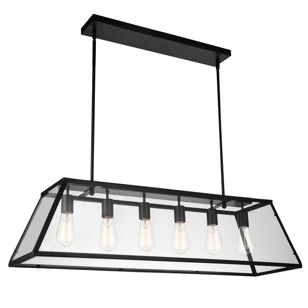 Alyson 6 Light Down Chandelier With Black Finish