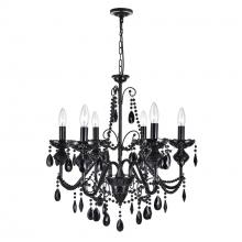 CWI Lighting 5095P22B-6 - Keen 6 Light Up Chandelier With Black Finish