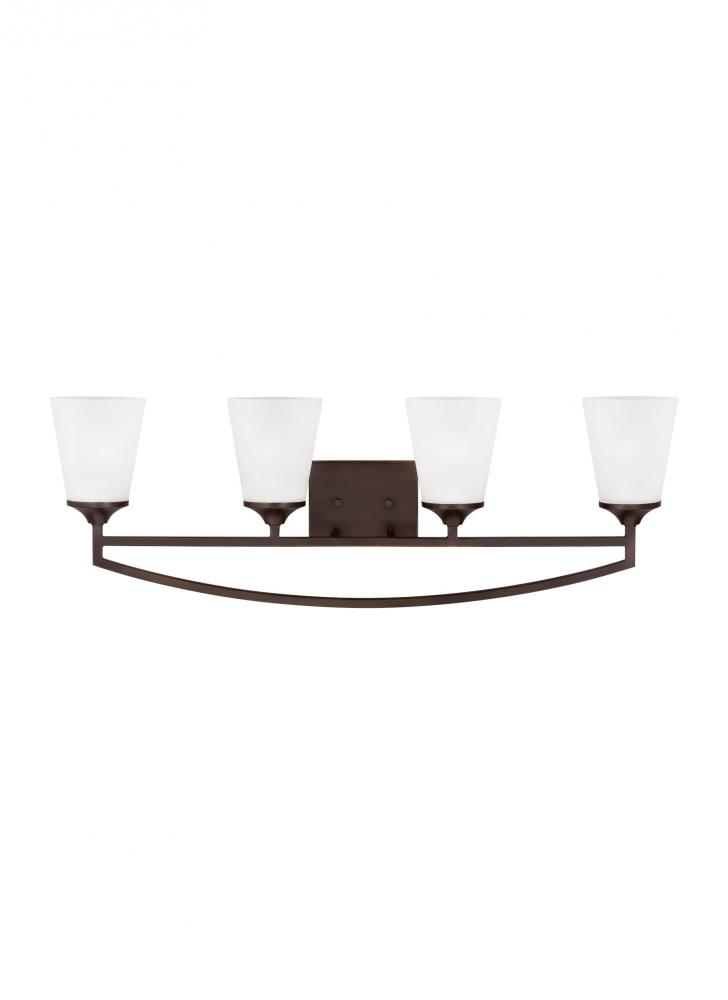 Hanford traditional 4-light LED indoor dimmable bath vanity wall sconce in bronze finish with satin