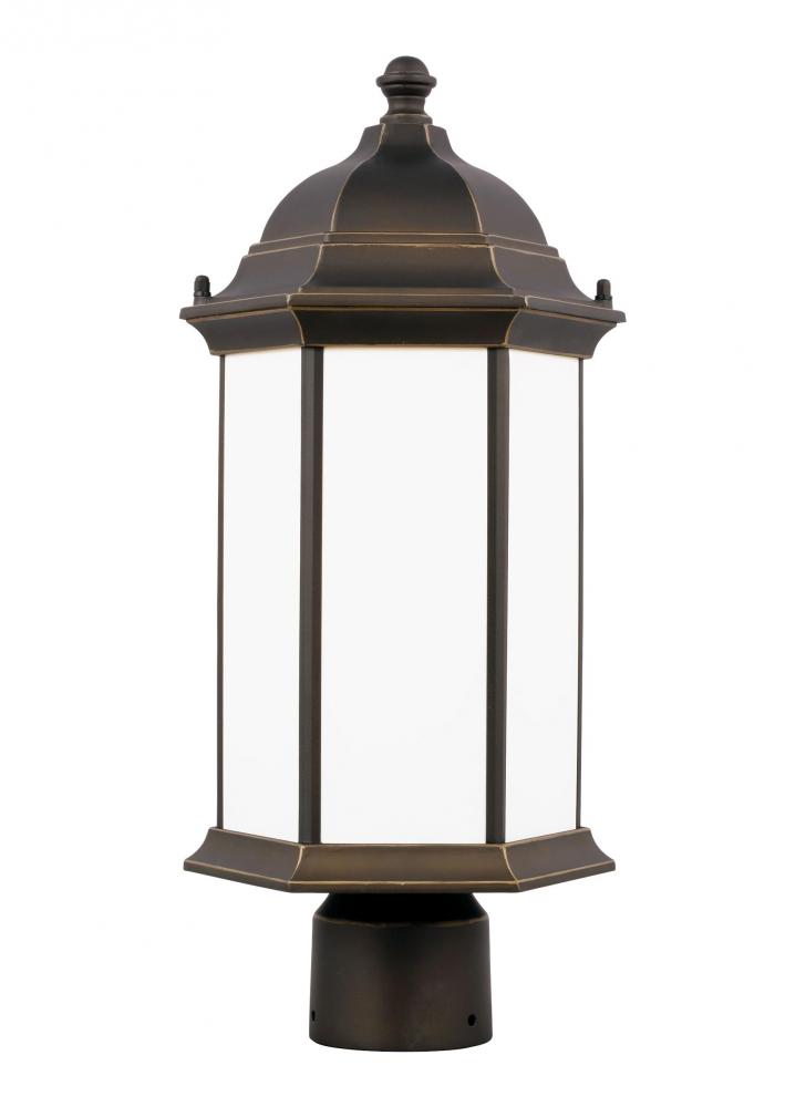 Sevier traditional 1-light LED outdoor exterior medium post lantern in antique bronze finish with sa