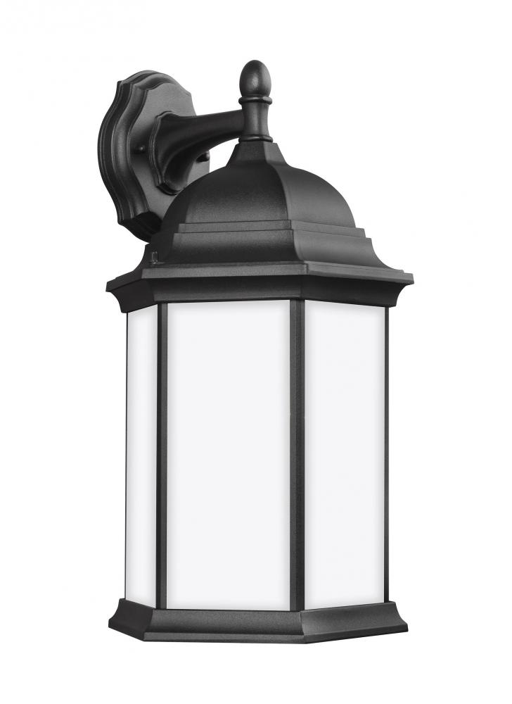 Sevier traditional 1-light LED outdoor exterior large downlight outdoor wall lantern sconce in black