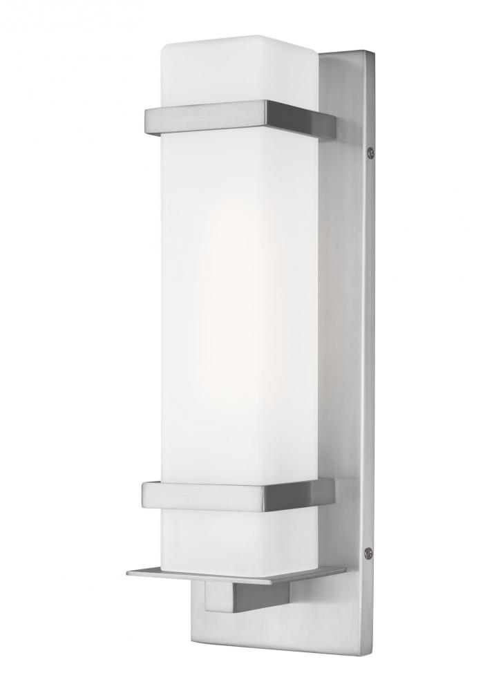 Alban modern 1-light LED outdoor exterior small square wall lantern sconce in satin aluminum silver