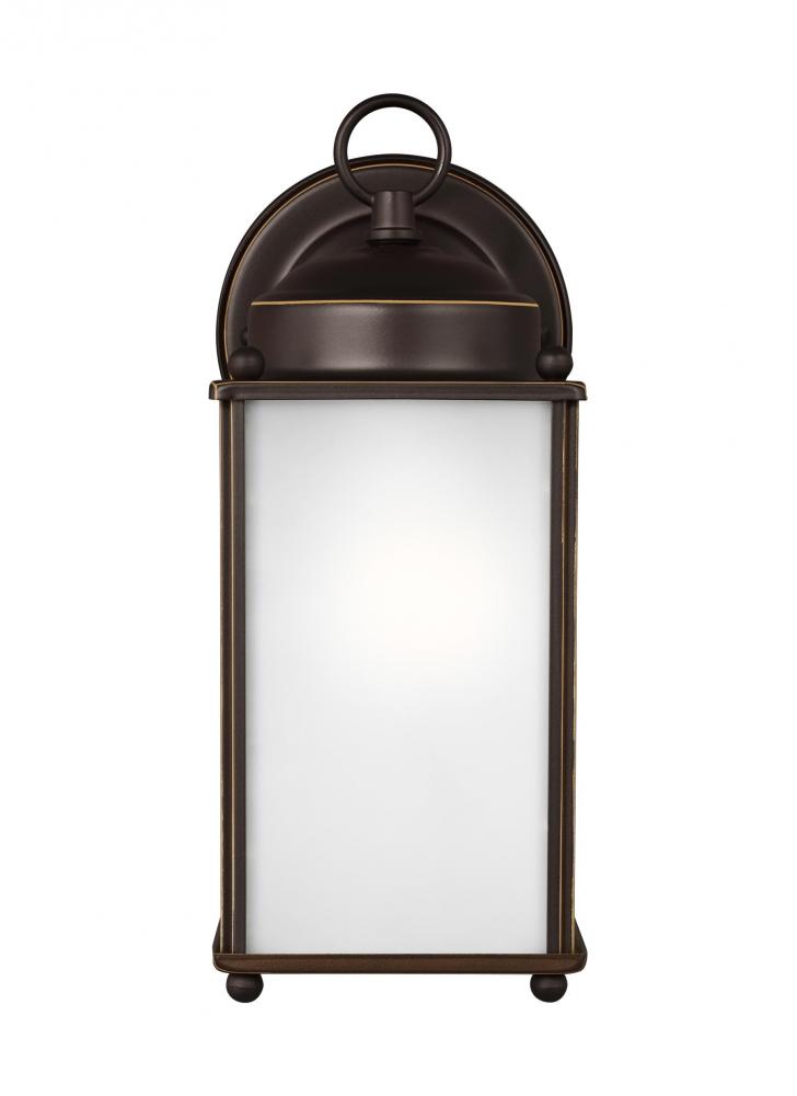 New Castle traditional 1-light LED outdoor exterior large wall lantern sconce in antique bronze fini