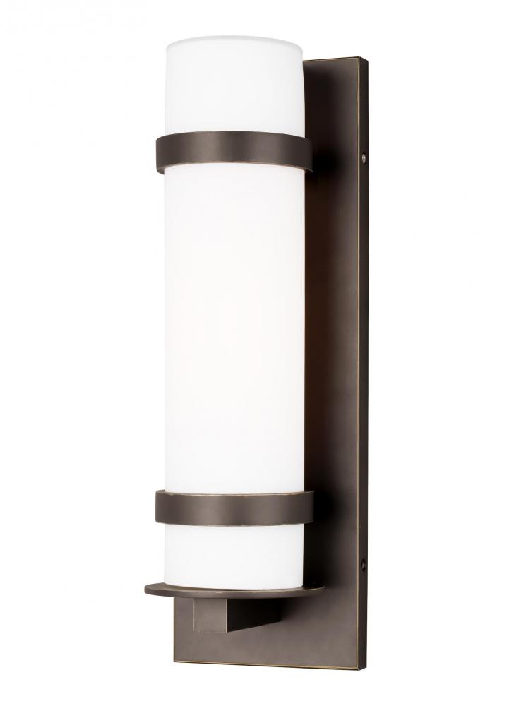 Alban modern 1-light LED outdoor exterior medium round wall lantern sconce in antique bronze finish