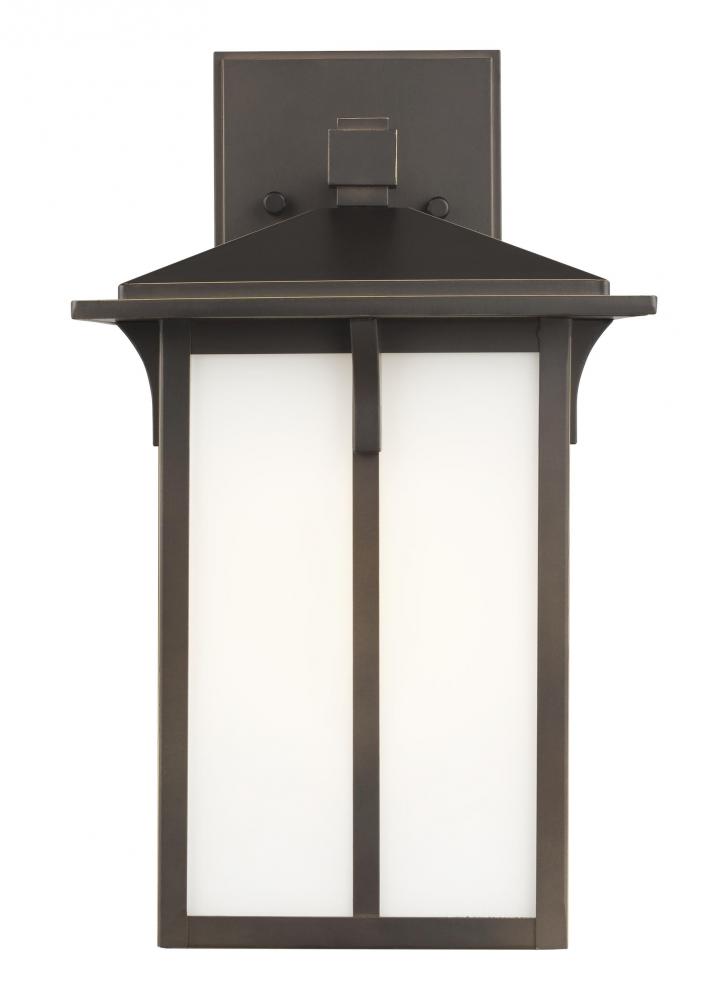 Tomek modern 1-light LED outdoor exterior medium wall lantern sconce in antique bronze finish with e