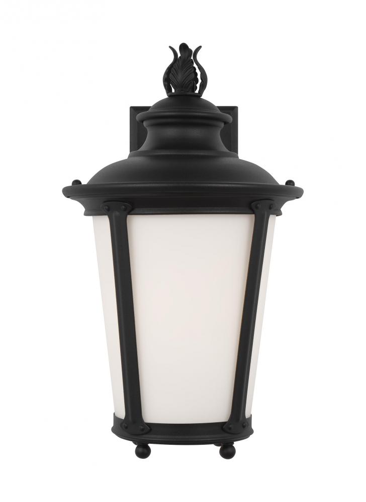 Cape May traditional 1-light LED outdoor exterior medium wall lantern sconce in black finish with et