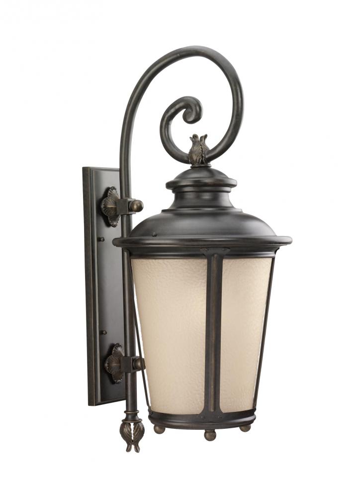 Cape May traditional 1-light LED outdoor exterior extra large wall lantern sconce in burled iron gre