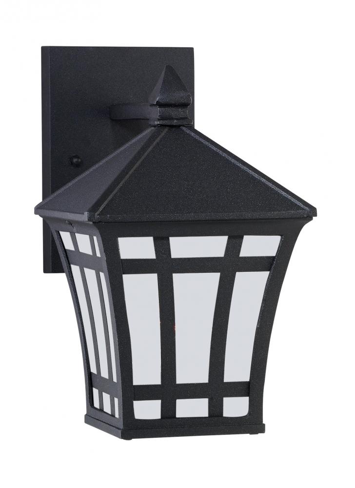 Herrington transitional 1-light LED outdoor exterior small wall lantern sconce in black finish with