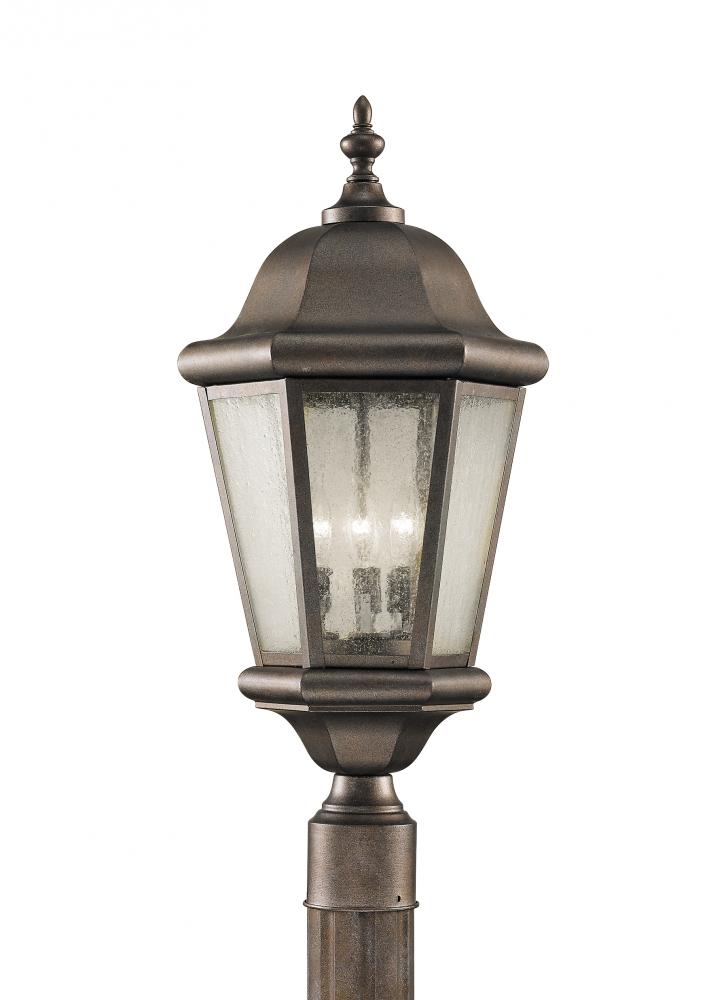 Martinsville traditional 3-light LED outdoor exterior post lantern in corinthian bronze finish with
