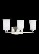 Generation Lighting 4428903EN3-962 - Franport transitional 3-light LED indoor dimmable bath vanity wall sconce in brushed nickel silver f