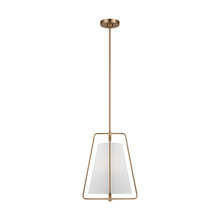 Generation Lighting 6507401-848 - Allis modern industrial 1-light indoor dimmable pendant in satin brass gold finish with white linen