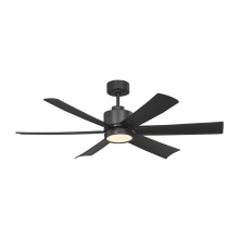 Generation Lighting 6FLSM52MBKD - Flera Smart 52 LED Ceiling Fan in Midnight Black with Midnight Black Blades